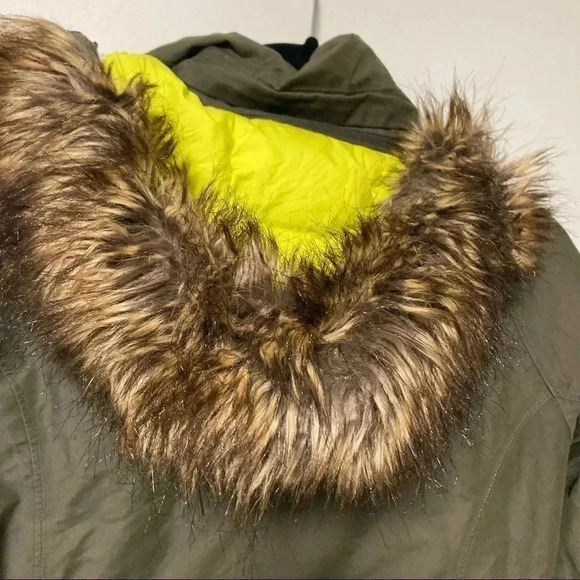 The North Face HyVent army green down  puffer parka hooded jacket - Picture 12 of 16